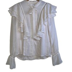 Leche Ruffled Long Sleeve Top Small